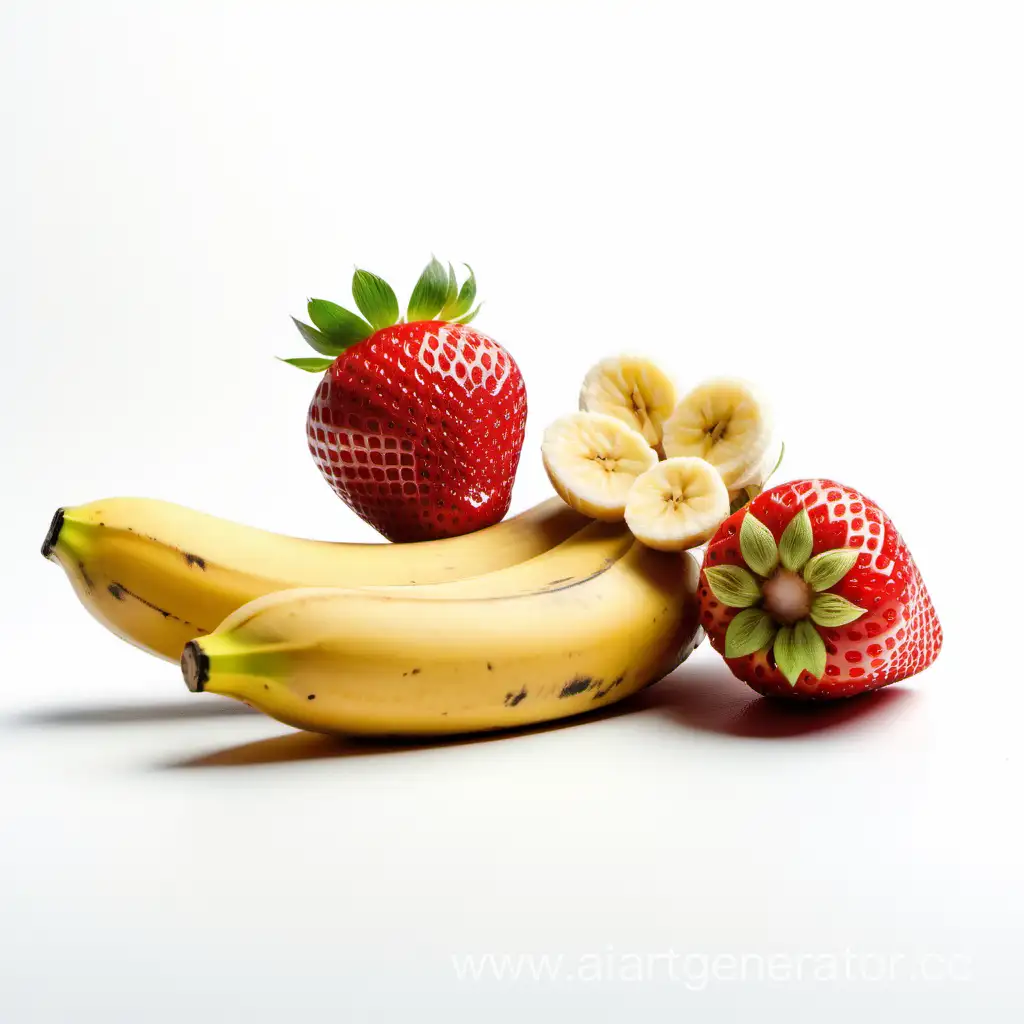 Vibrant-Strawberry-and-Banana-Composition-on-Clean-White-Background