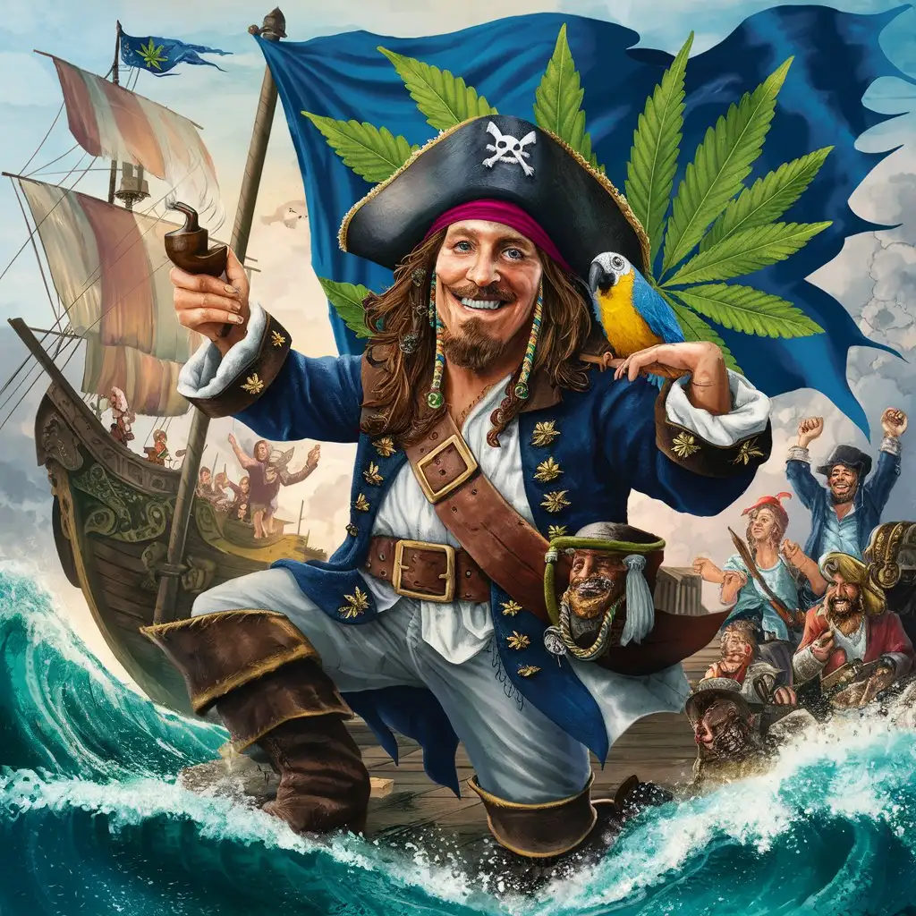 Эпичные шишки марихуаны на флаге пиратов весёлый Роджер 