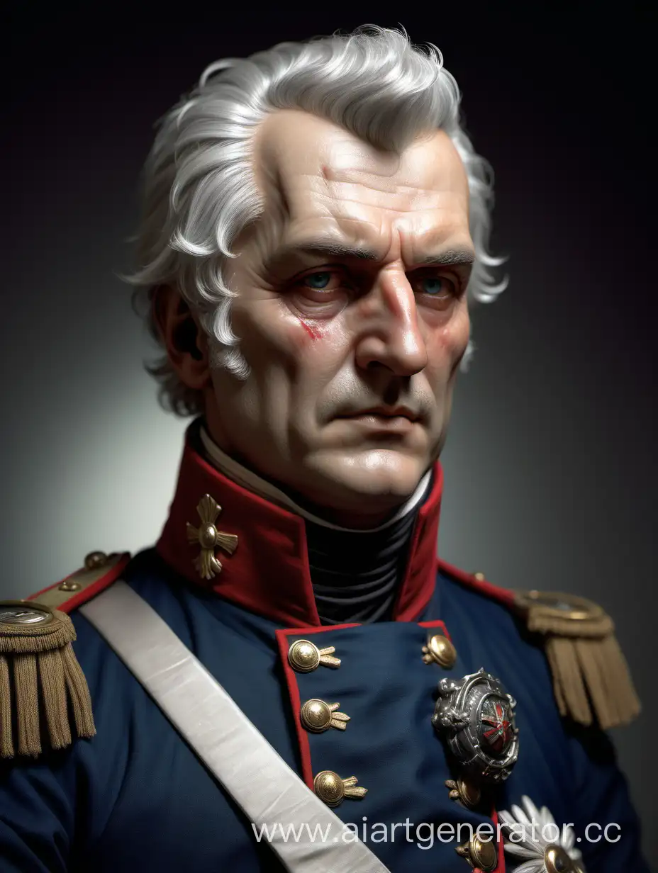 Distinguished-Napoleonic-Marshal-Portrait-with-Gray-Hair-and-Battle-Scar