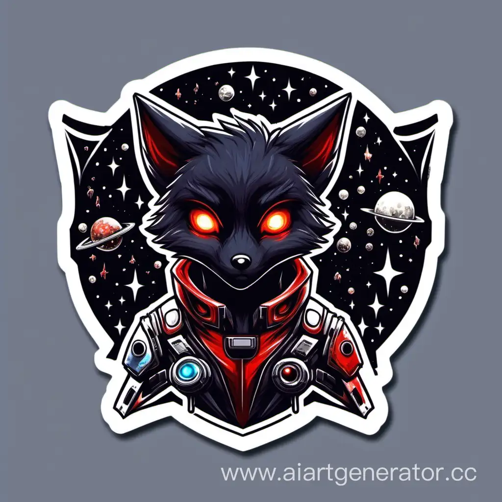 SkyFox Black Fox Game with Red Eyes in Space Sticker