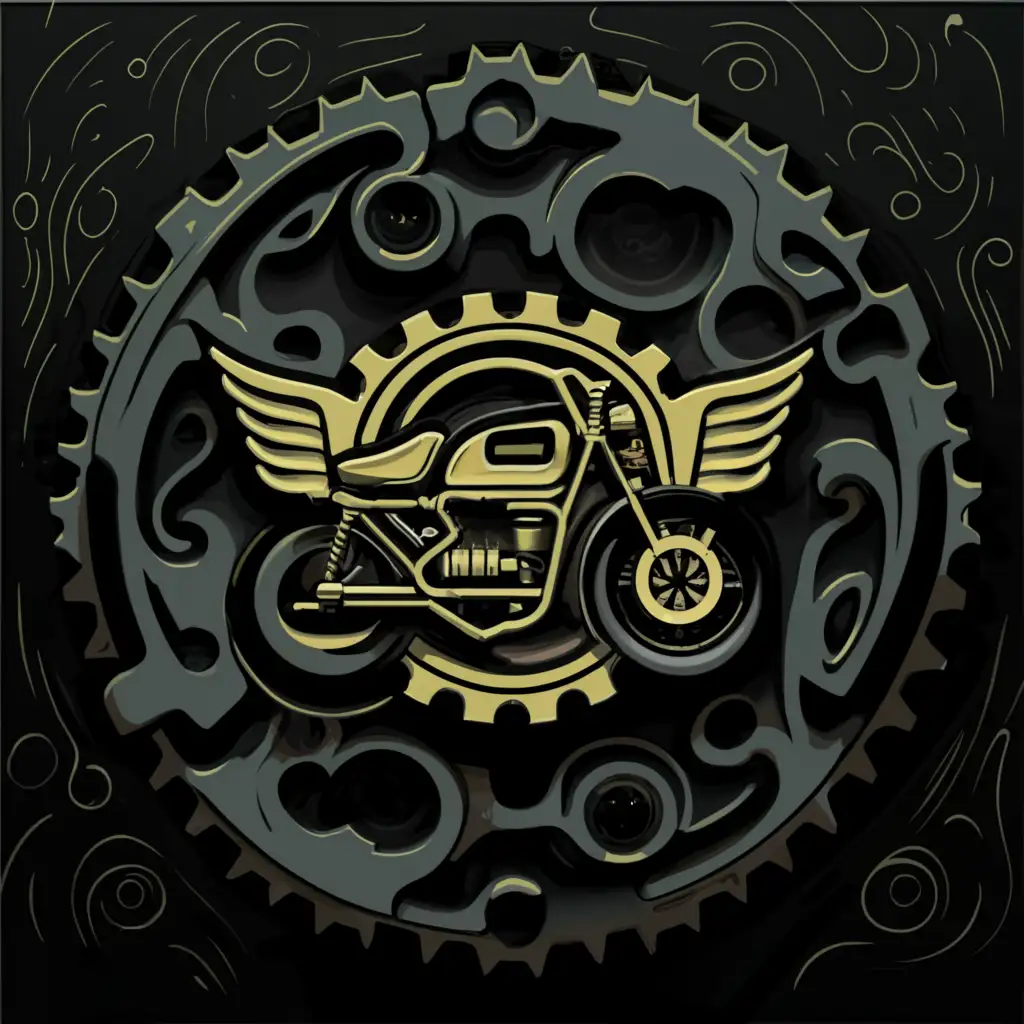 a logo design,with the text 'On Gearshift', main symbol:motorcycle, motorcycle gear,complex, include a moto, clear background