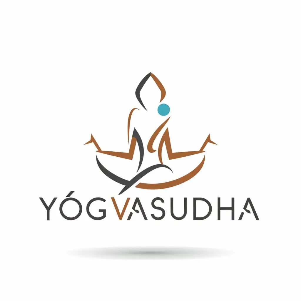 a logo design,with the text "yog vasudha", main symbol:yoga pose and earth,complex,be used in Religious industry,clear background