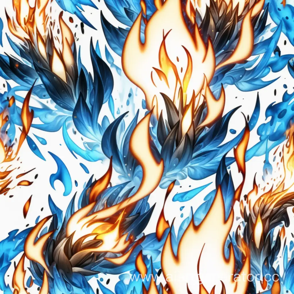 Синий аниме огонь на белом фоне 4k