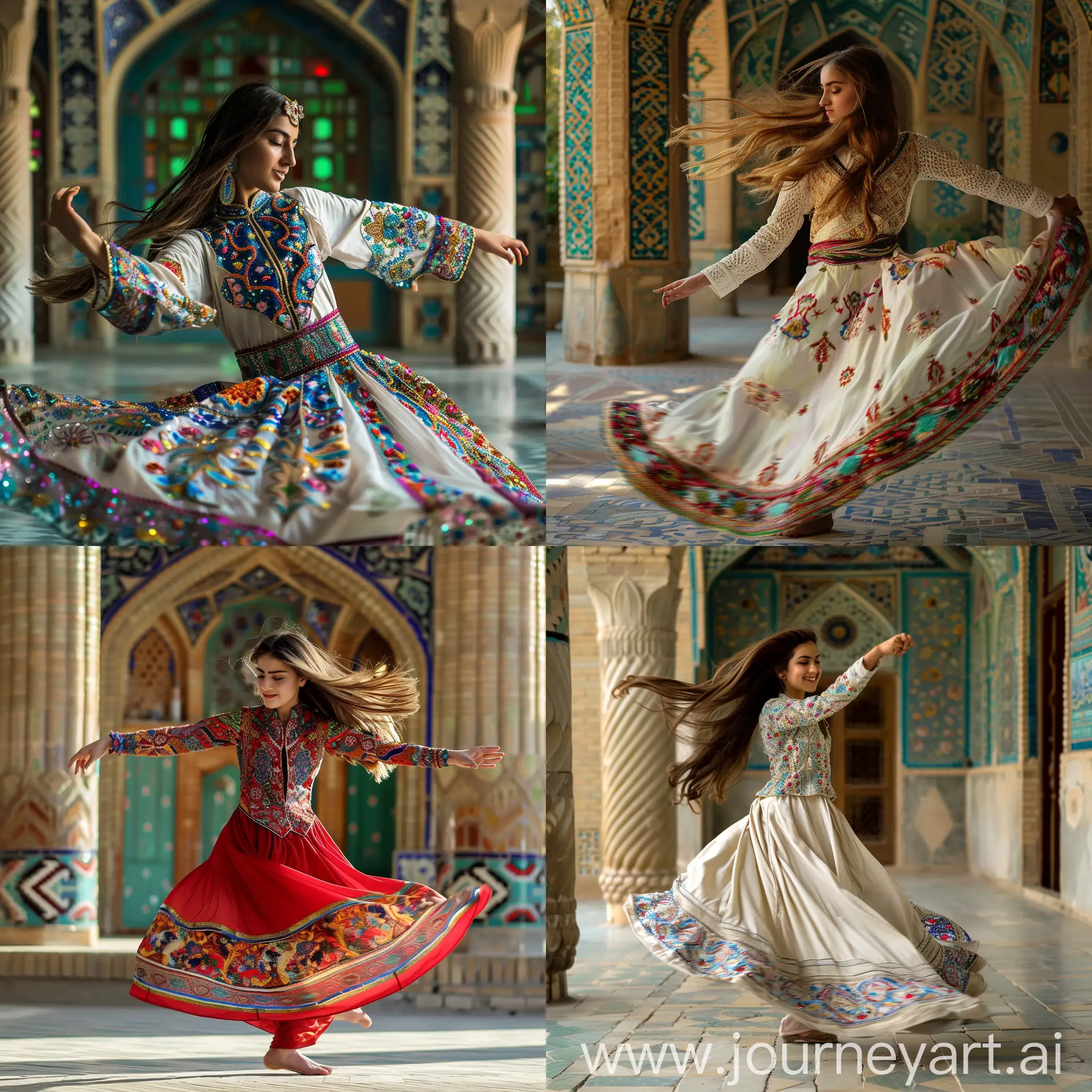 A girl doing long shot Sufi dance in Shiraz, Iran, high resolution with quality