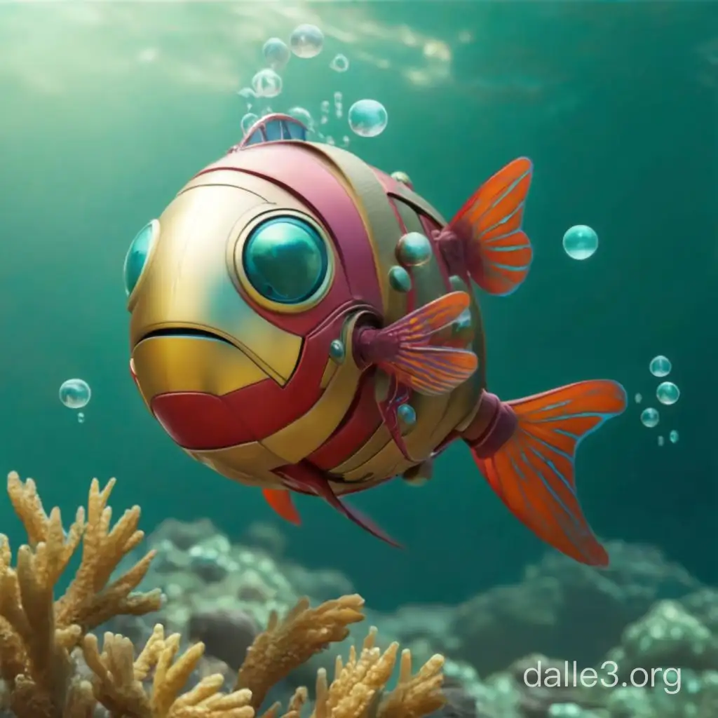 Iron Man Fish Searching for Air Bubbles | Dalle3 AI