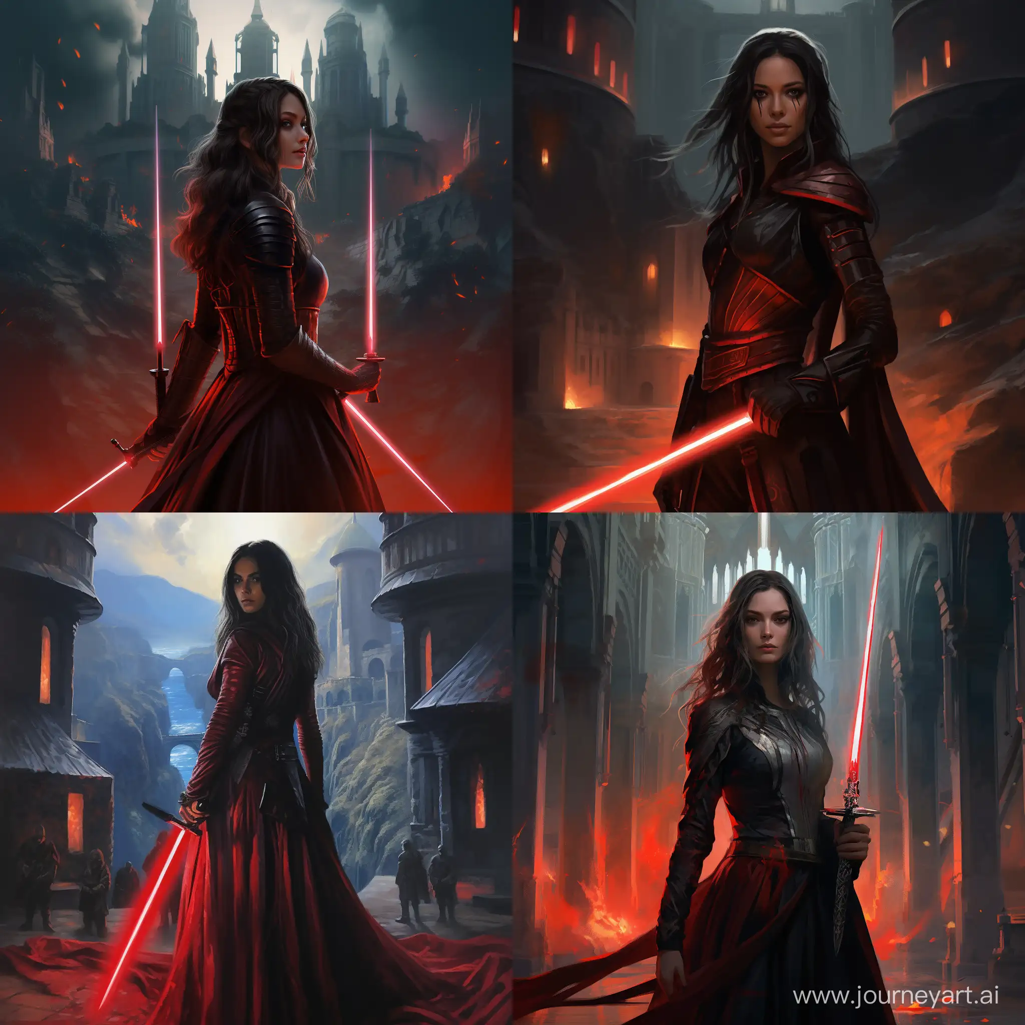 Jedi-Girl-Guards-Majestic-Castle-with-Red-Lightsaber