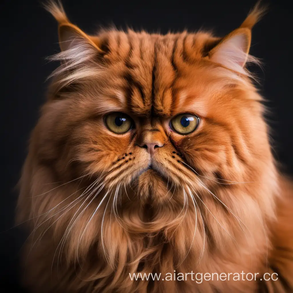 Морда рыжего персидского кота, серьёзный взгляд