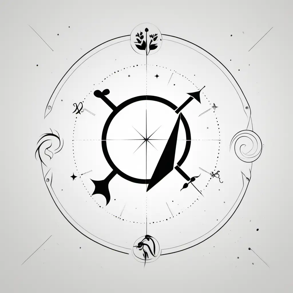 Minimalistic Sagittarius Zodiac Symbol in Black and White