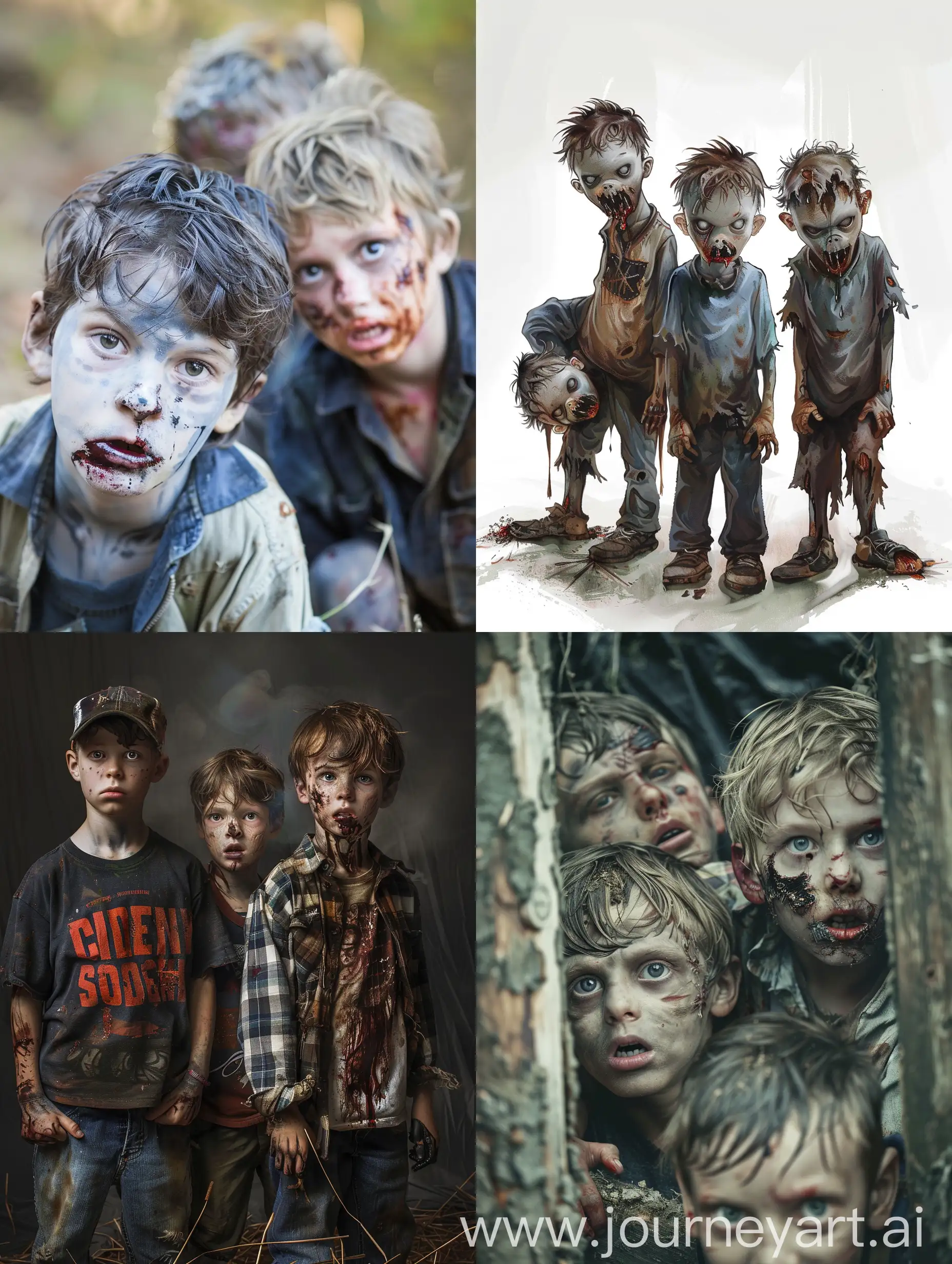 Playful-Little-Boys-in-Zombie-Costumes
