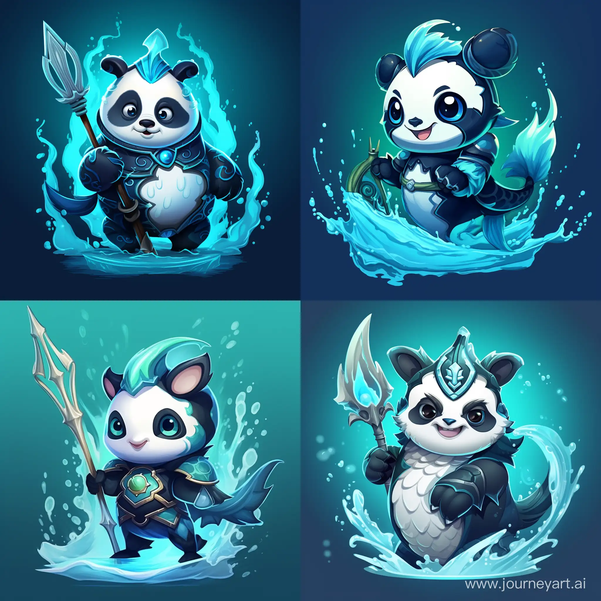 Whimsical-Panda-Merman-Logo-with-Trident