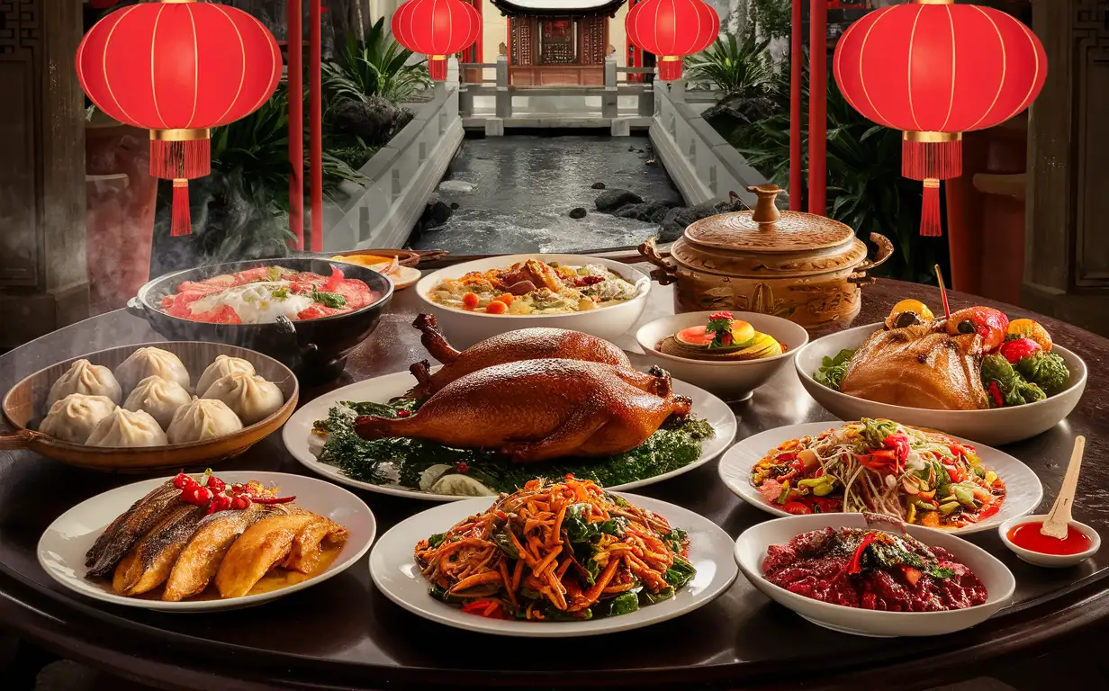 Delicious-Chinese-Cuisine-on-a-Festive-Dining-Table
