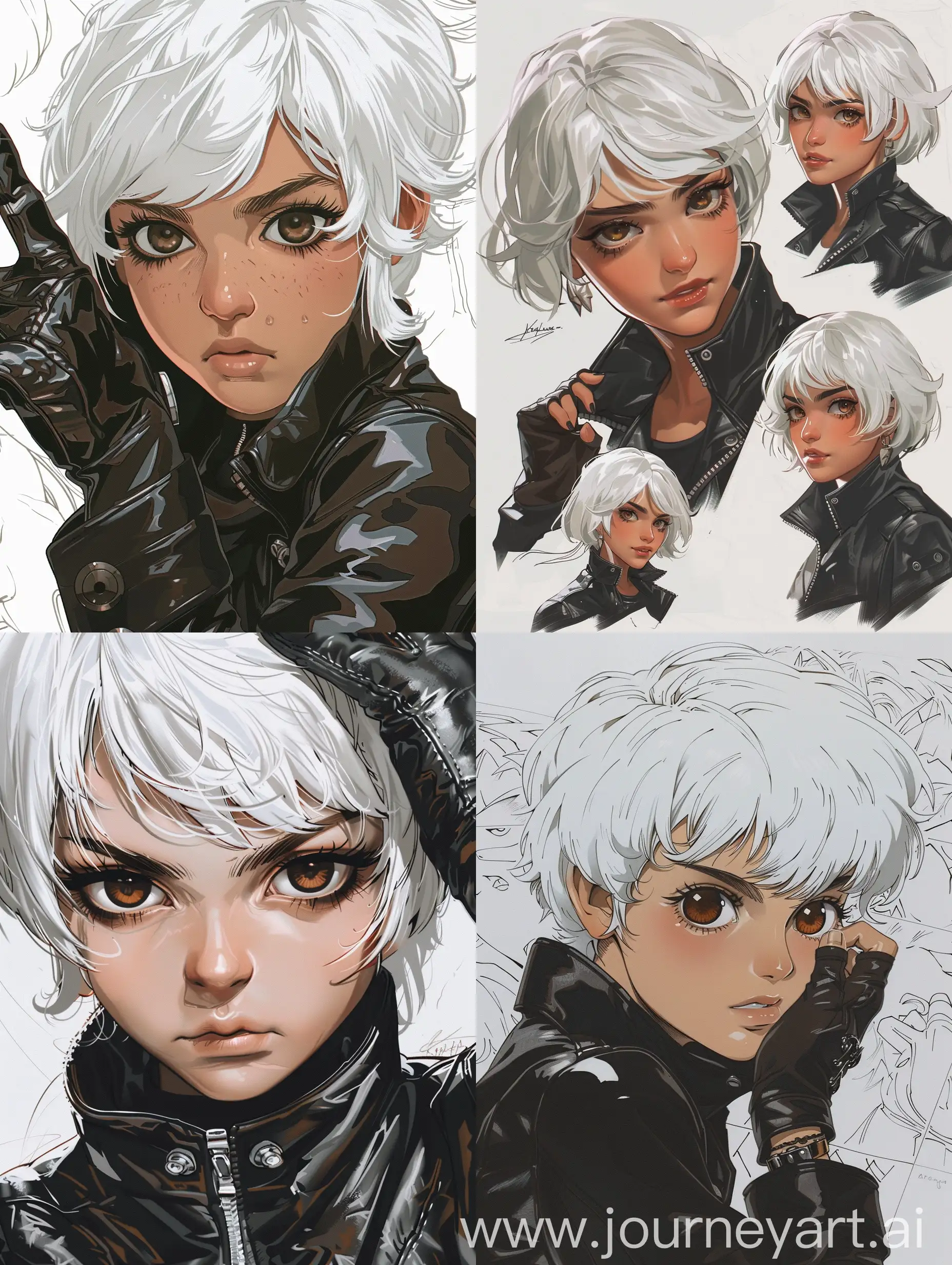 Badass-Anime-Woman-with-Fluffy-White-Hair-in-Retro-Street-Style