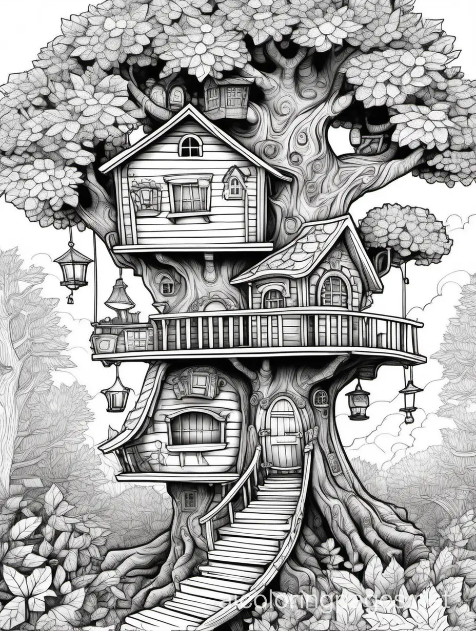 Enchanted-Treehouse-Retreat-Coloring-Page-with-Whimsical-Details