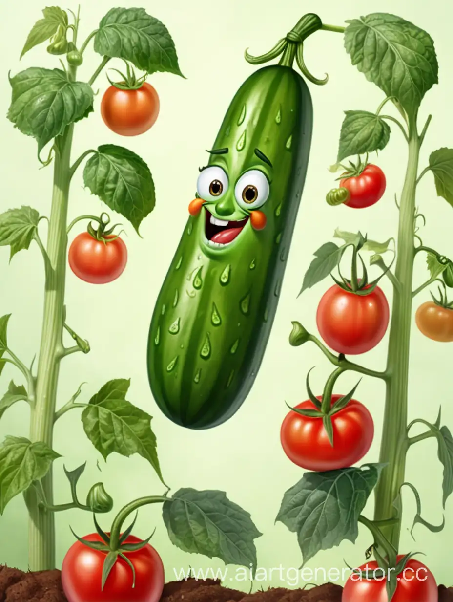 Playful-Vegetable-Brawl-Sweet-Cucumber-vs-Ugly-Tomatoes-Showdown
