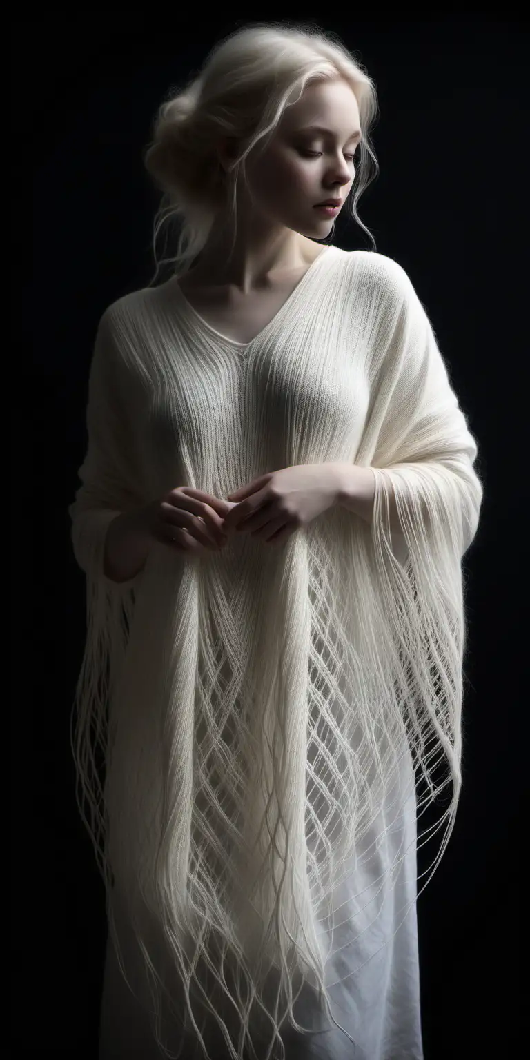 Dreamy White Wisp Ethereal Woman Woven in Starlight Digital Rendering