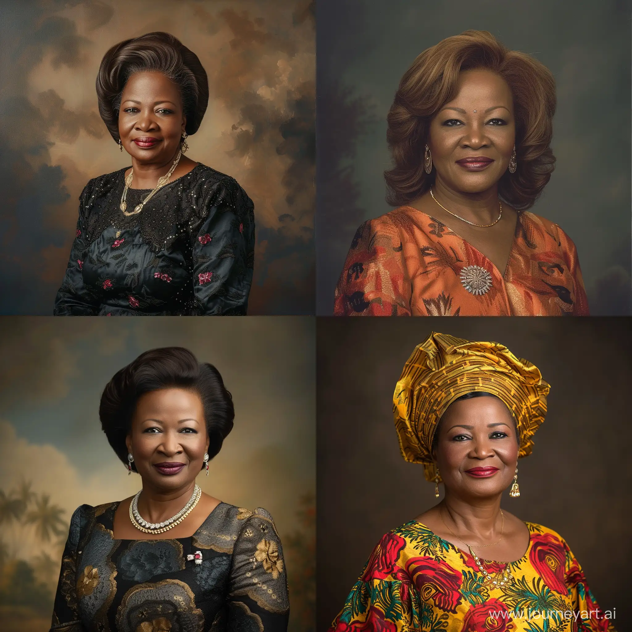 Generate a professional portrait picture of  chantal biya the wife of the president of cameroon