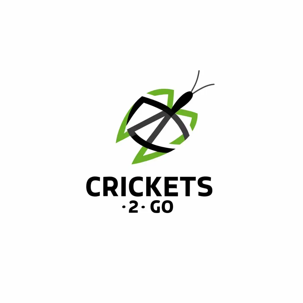 a logo design,with the text "Crickets 2 Go", main symbol:cricket,Minimalistic,be used in Retail industry,clear background