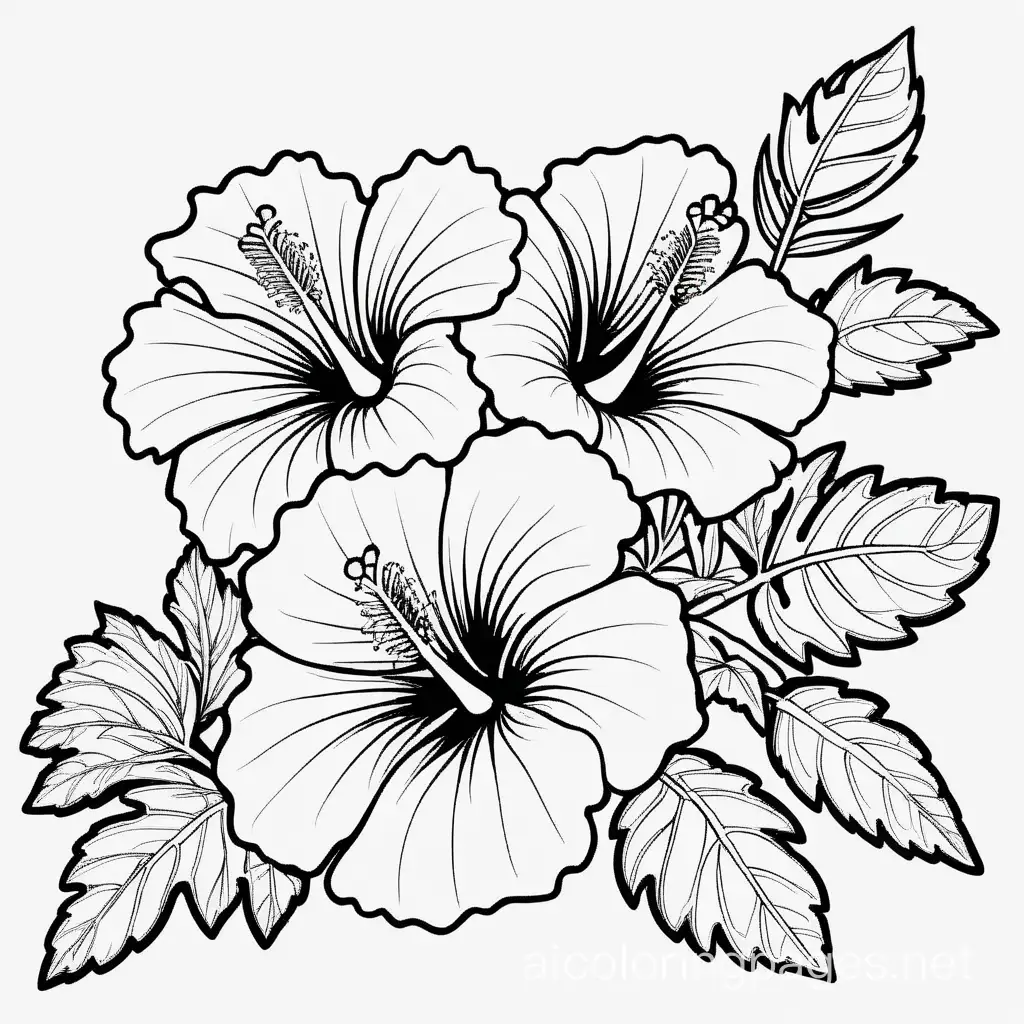 Hibiscus-Coloring-Page-for-Kids-Simple-Black-and-White-Line-Art