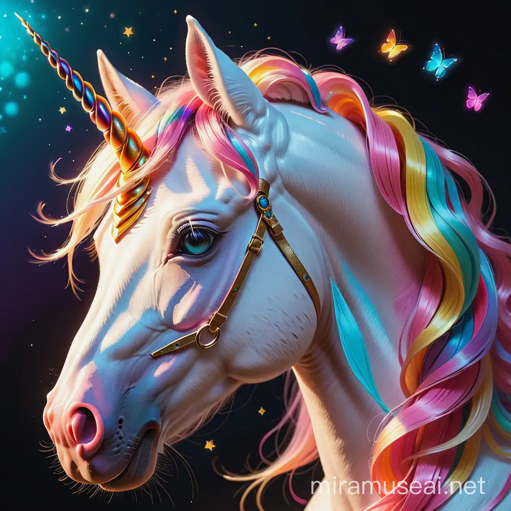 Colorful Enchanted Unicorn Profile Portrait