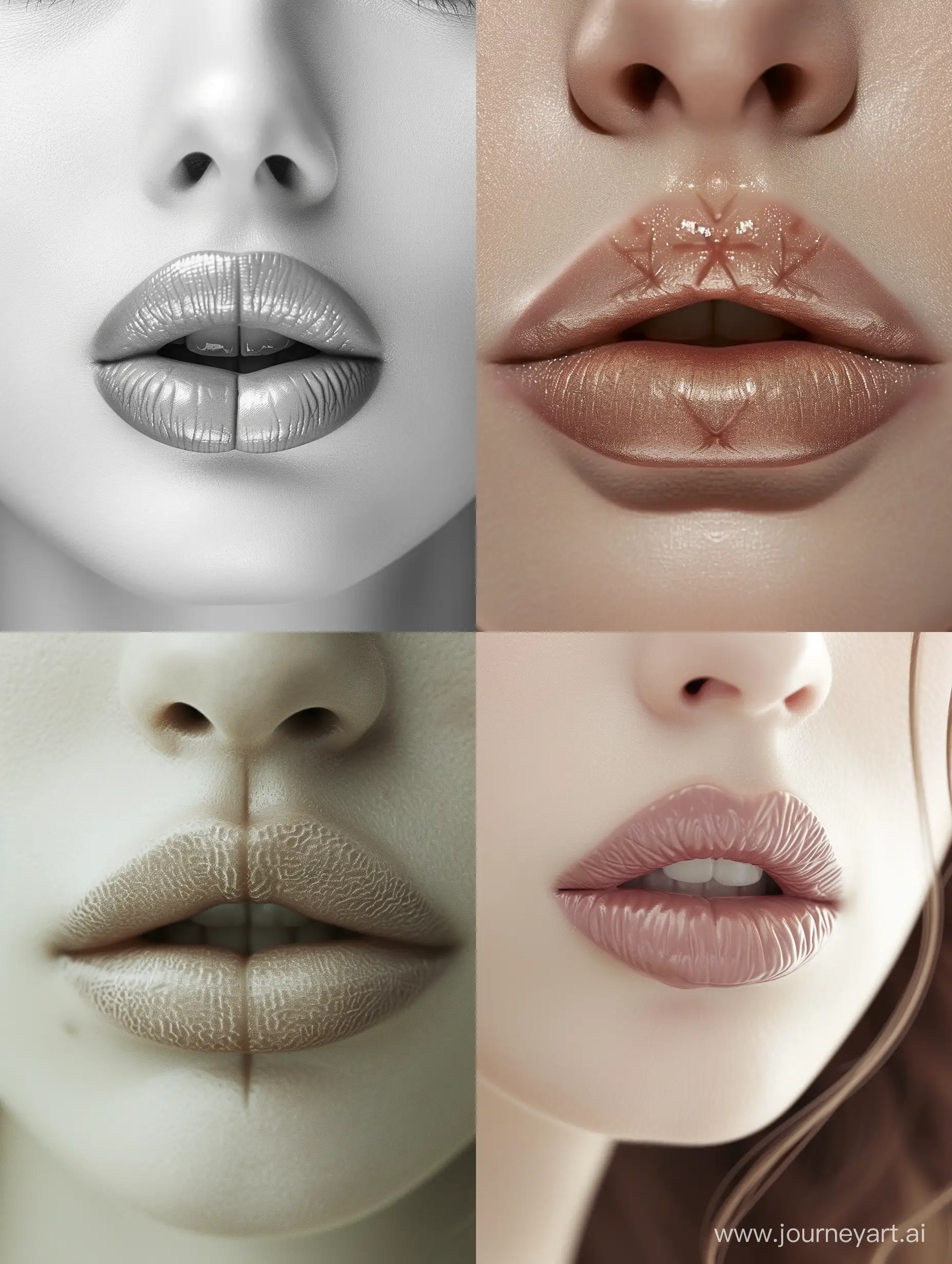 Stunning-Photorealistic-Closeup-Beautiful-Girl-with-CrossPatterned-Siliconized-Lips