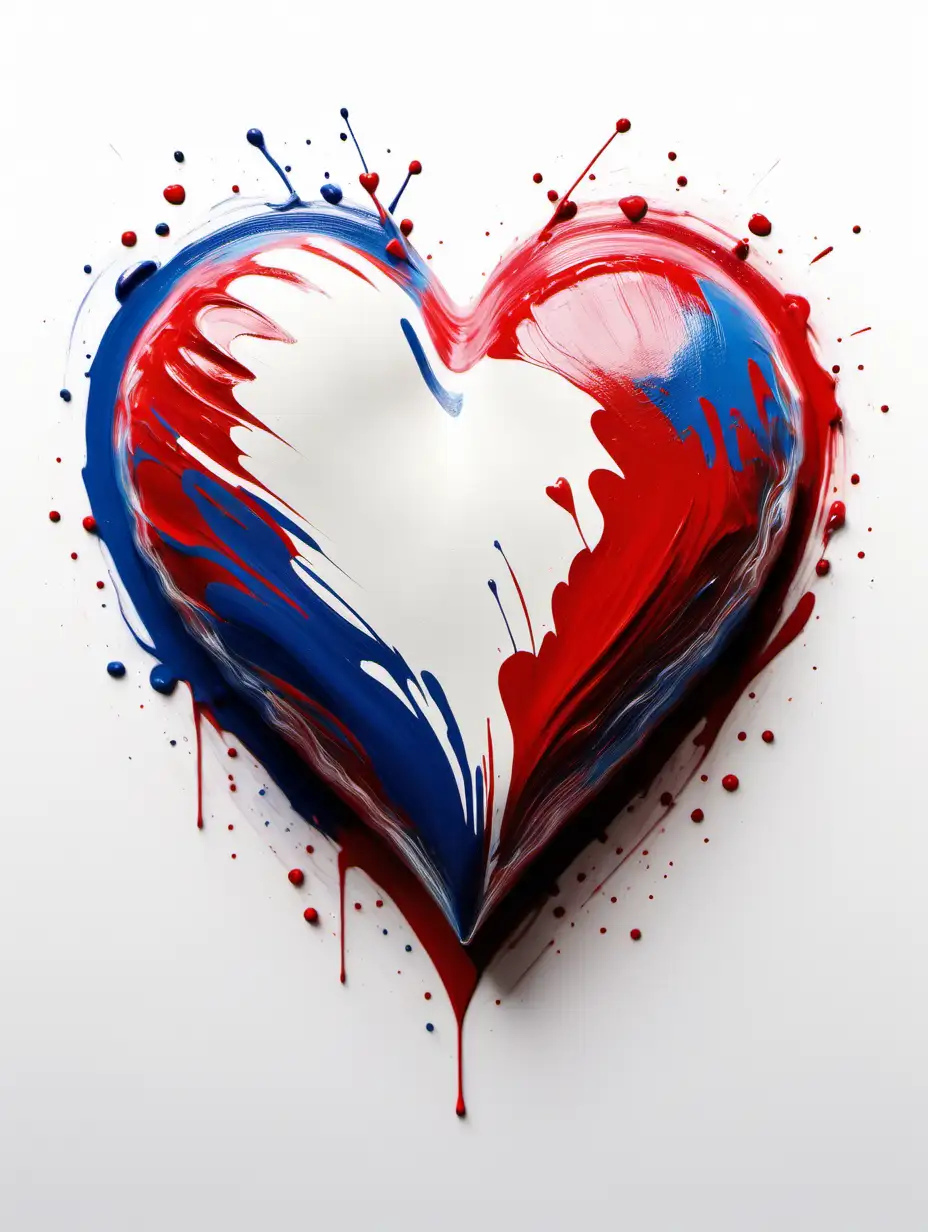 Abstract Painted Heart Graphic on White Background