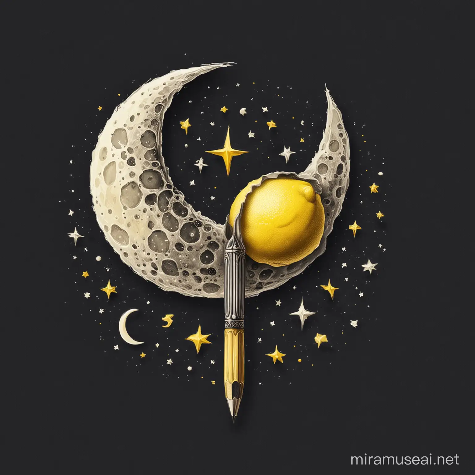 Creative Lemon Moon Pen Logo Design
