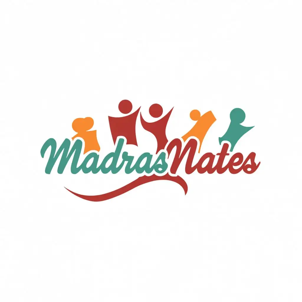 a logo design,with the text "MADRASMATES", main symbol:combination of chennai and friends,Moderate,clear background