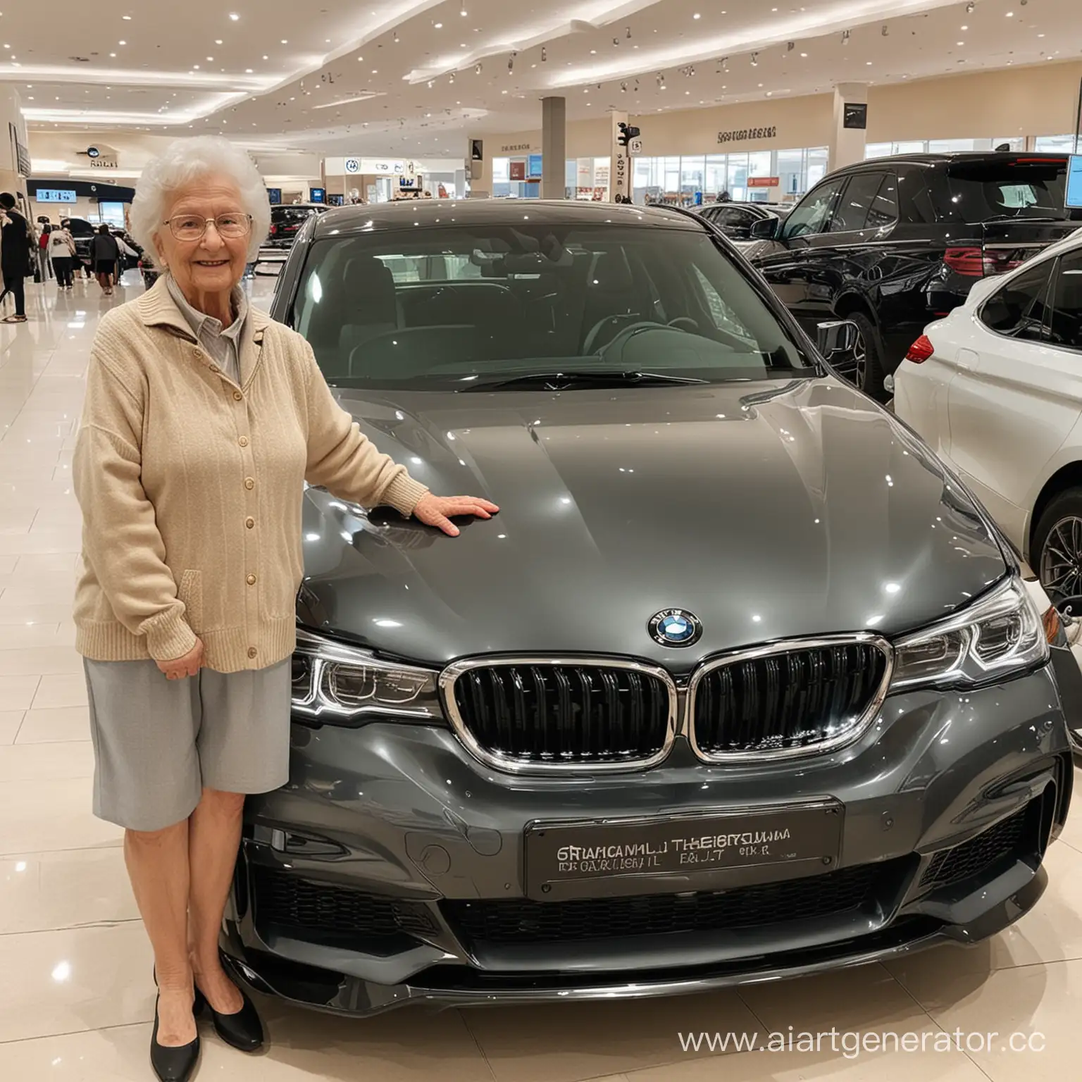 Grandma bought a new BMW at the mall