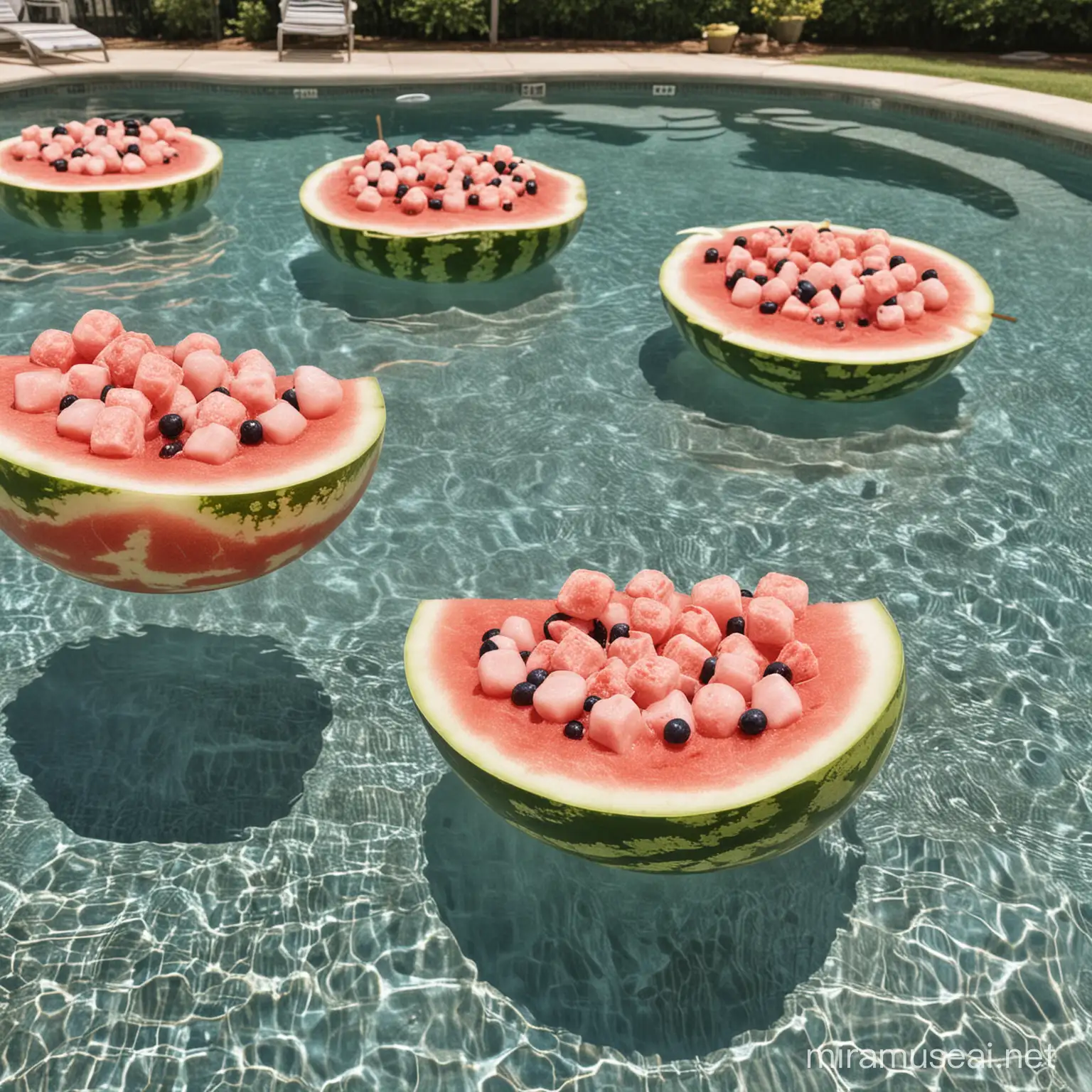 summer pool party with watermelon floats 