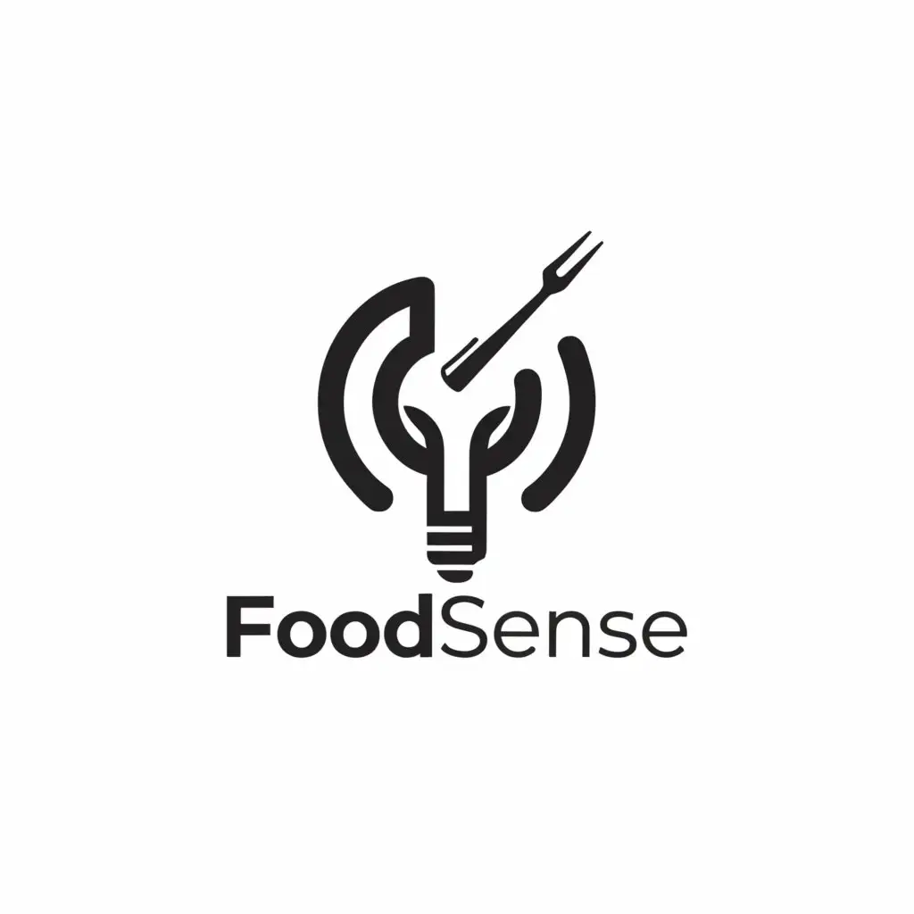 a logo design,with the text "FoodSense", main symbol:sensor and spoon and fork,Minimalistic,be used in Technology industry,clear background