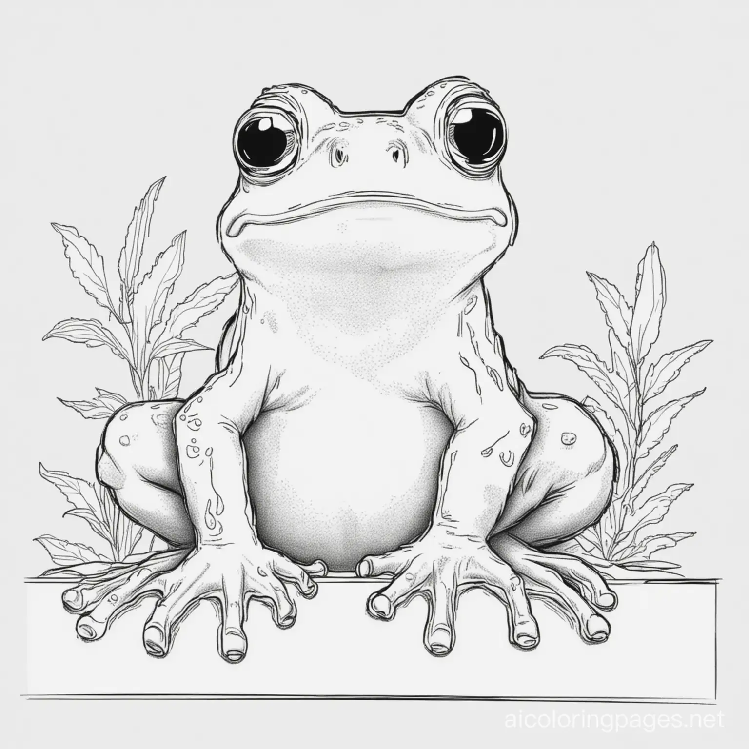 happy frog with no warts sitting next to a blank sign black and white, line art, white background, Simplicity, and Ample White Space. The background of the coloring page is plain white to make it easy for young children to color within the lines. The outlines of all the subjects are easy to distinguish, Coloring Page, black and white, line art, white background, Simplicity, Ample White Space. The background of the coloring page is plain white to make it easy for young children to color within the lines. The outlines of all the subjects are easy to distinguish, making it simple for kids to color without too much difficulty
