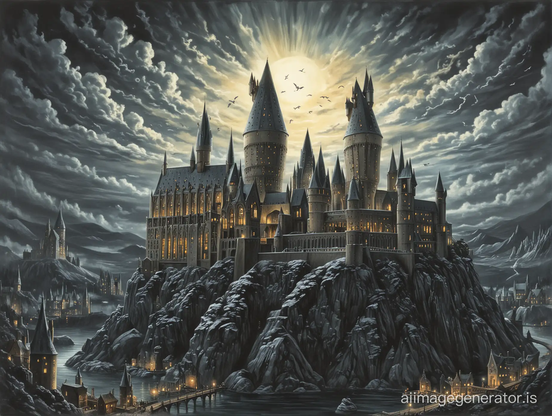 draw a picture of Hogwarts from Harry Potter