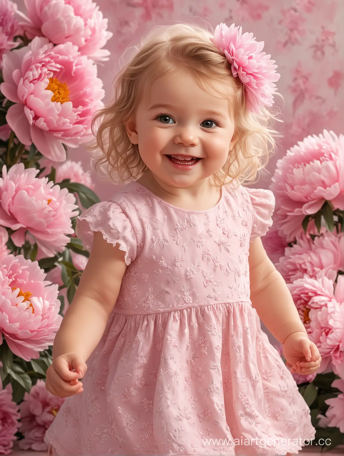 Adorable-OneYearOld-Girl-Portrait-with-Peony-Flowers-and-Floral-Background