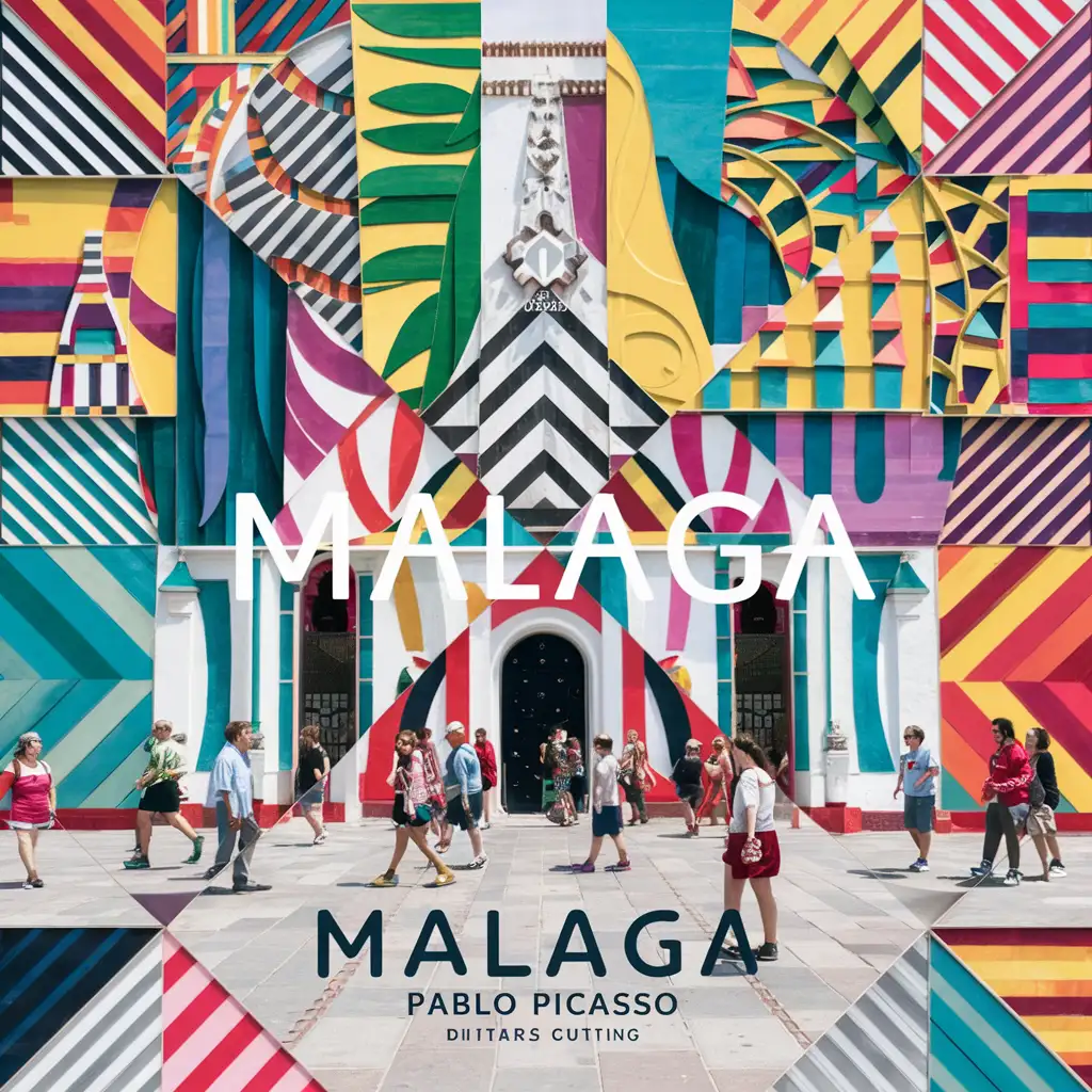 Geometry pattern of Malaga city in pablo Picasso plaza  with people walking around. Picasso influence In Metal Dies Cutting for Scrapbooking Embossing 