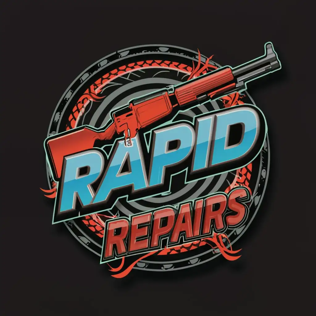 LOGO-Design-for-Rapid-Repairs-Dynamic-AK47-Symbol-on-Clear-Background