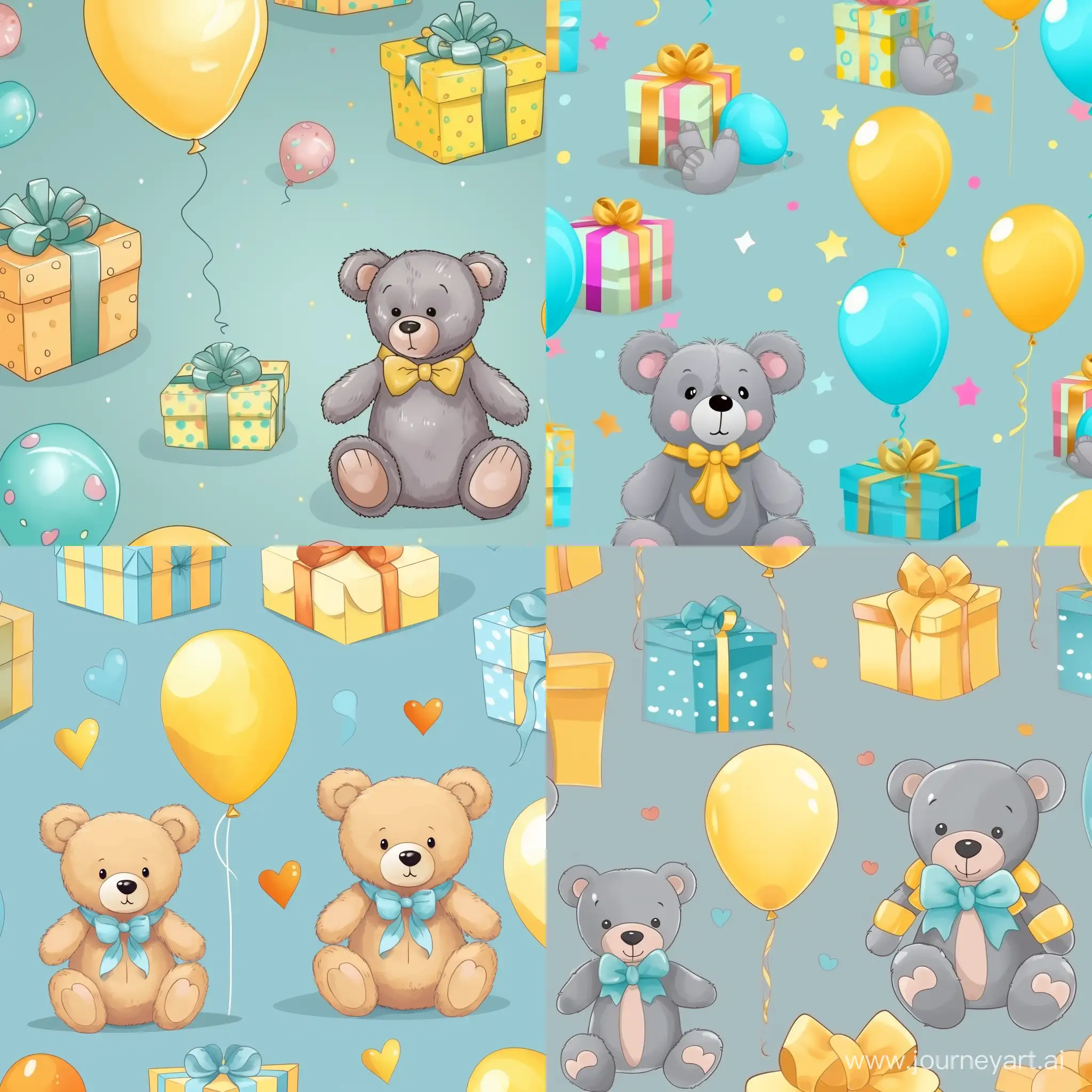 Cheerful-Gift-Celebration-with-Teddy-Bear-and-Balloons