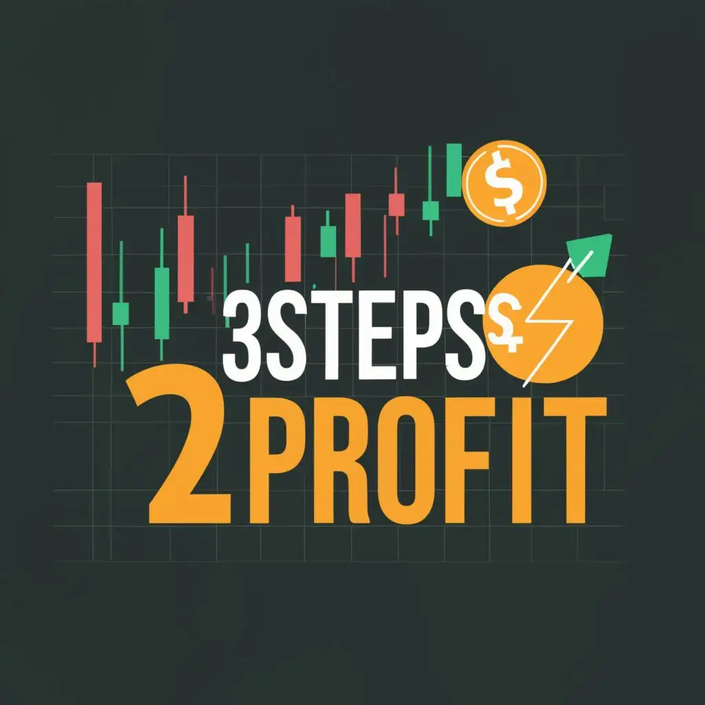 logo, stock market chart and money, with the text "3Steps2Profit", typography, be used in Education industry