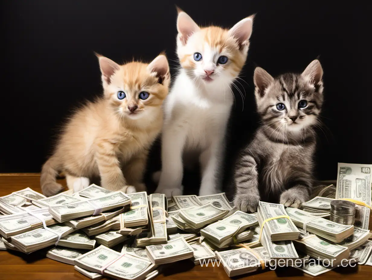 Картинка с деньгами и котиками
