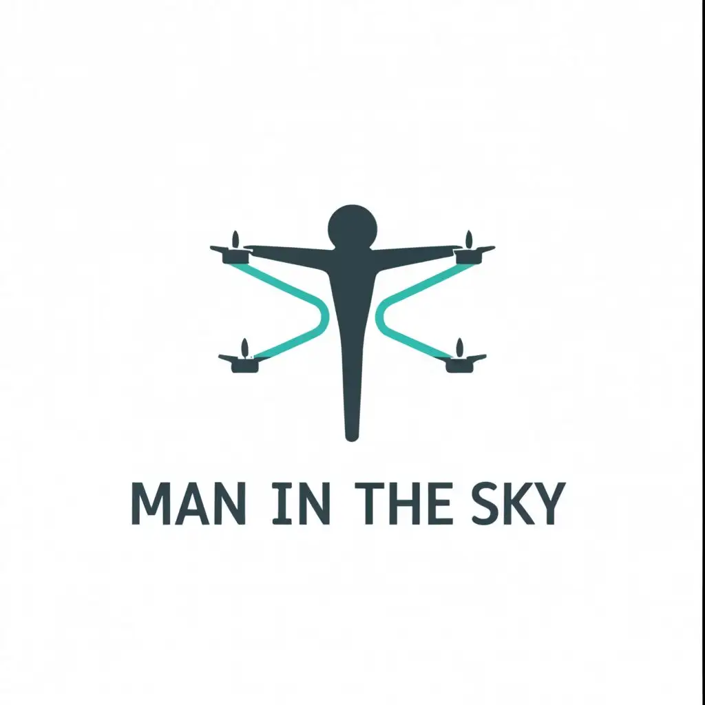 a logo design,with the text "man in the sky", main symbol:a drone, a guy, a sky,Moderate,be used in Entertainment industry,clear background