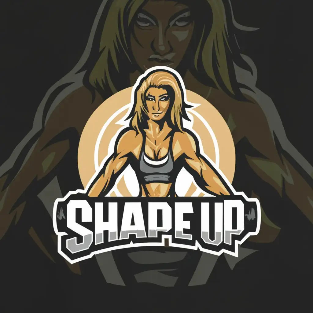 a logo design,with the text "Shape Up", main symbol:A blonde woman exercising,complex,be used in Sports Fitness industry,clear background
