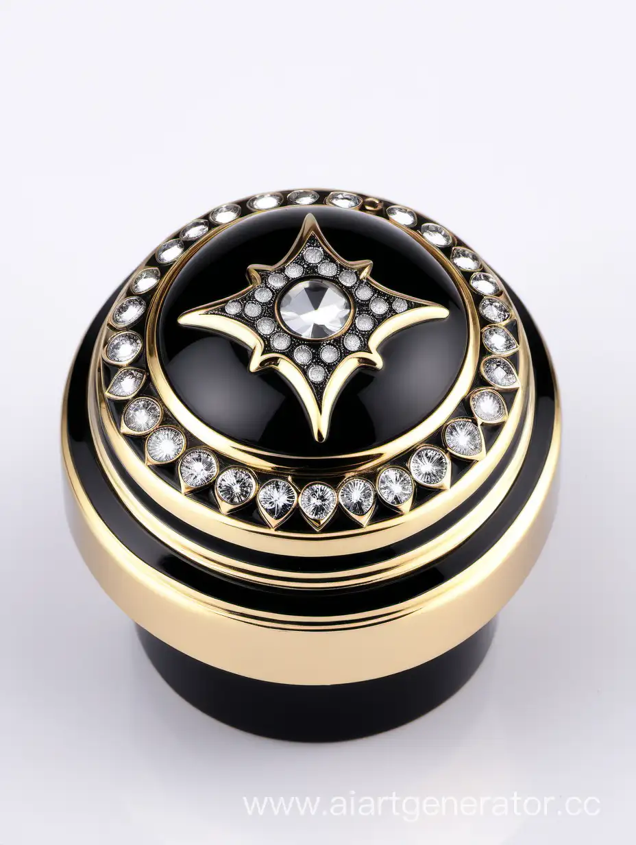 Luxurious-Zamac-Perfume-Ornamental-Cap-with-Black-and-White-Round-Diamond