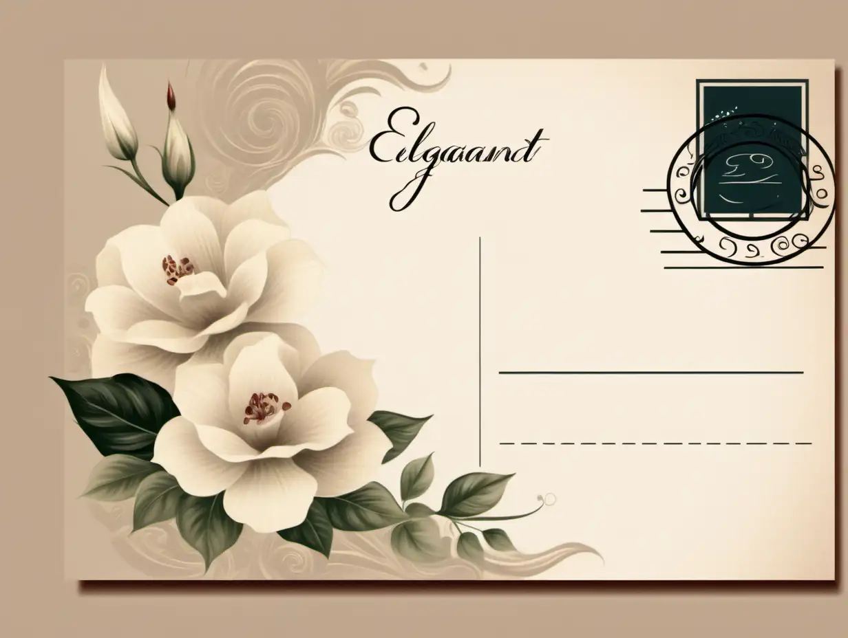 Elegant Postcard Design with Vintage Floral Motifs