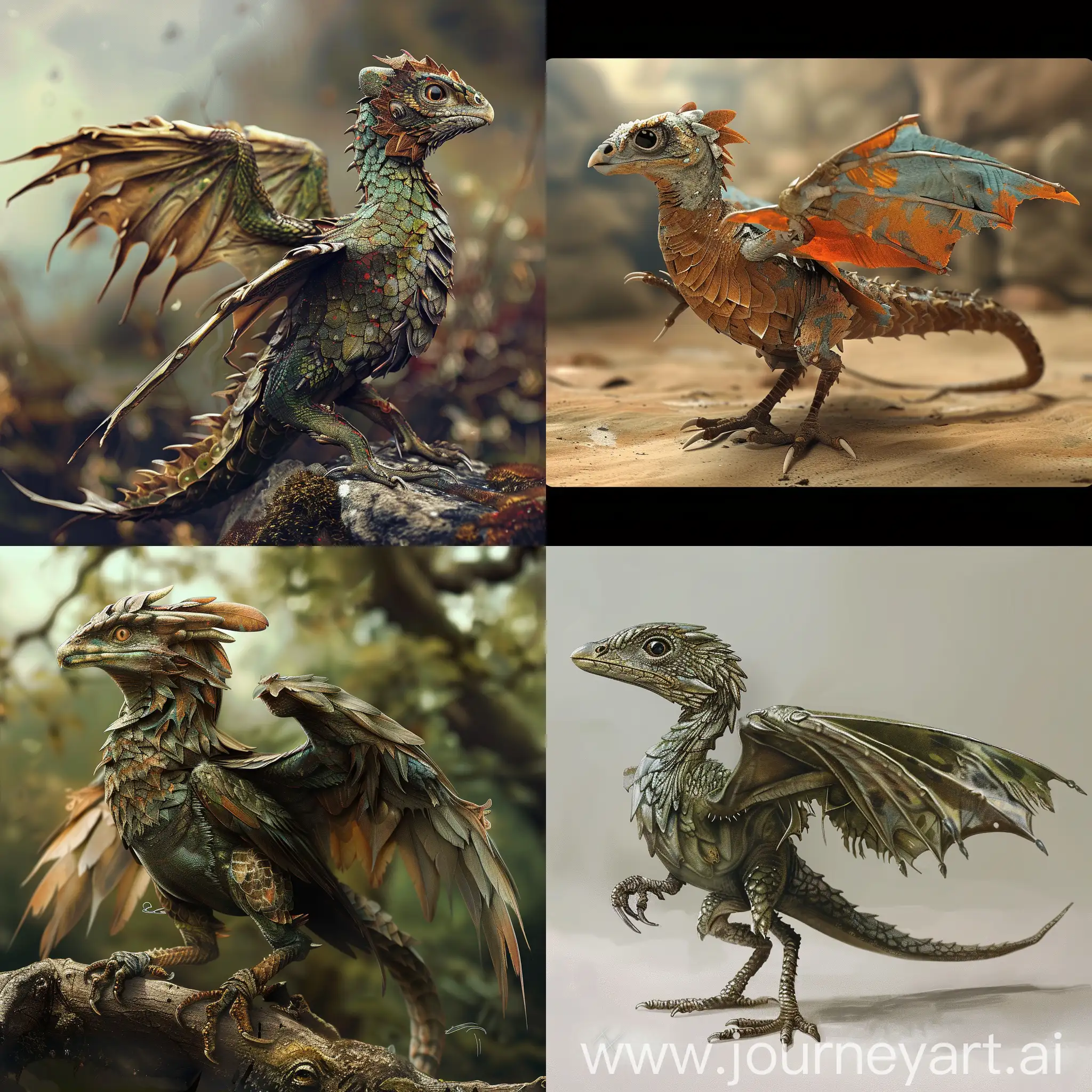 A reptile bird with dragon body