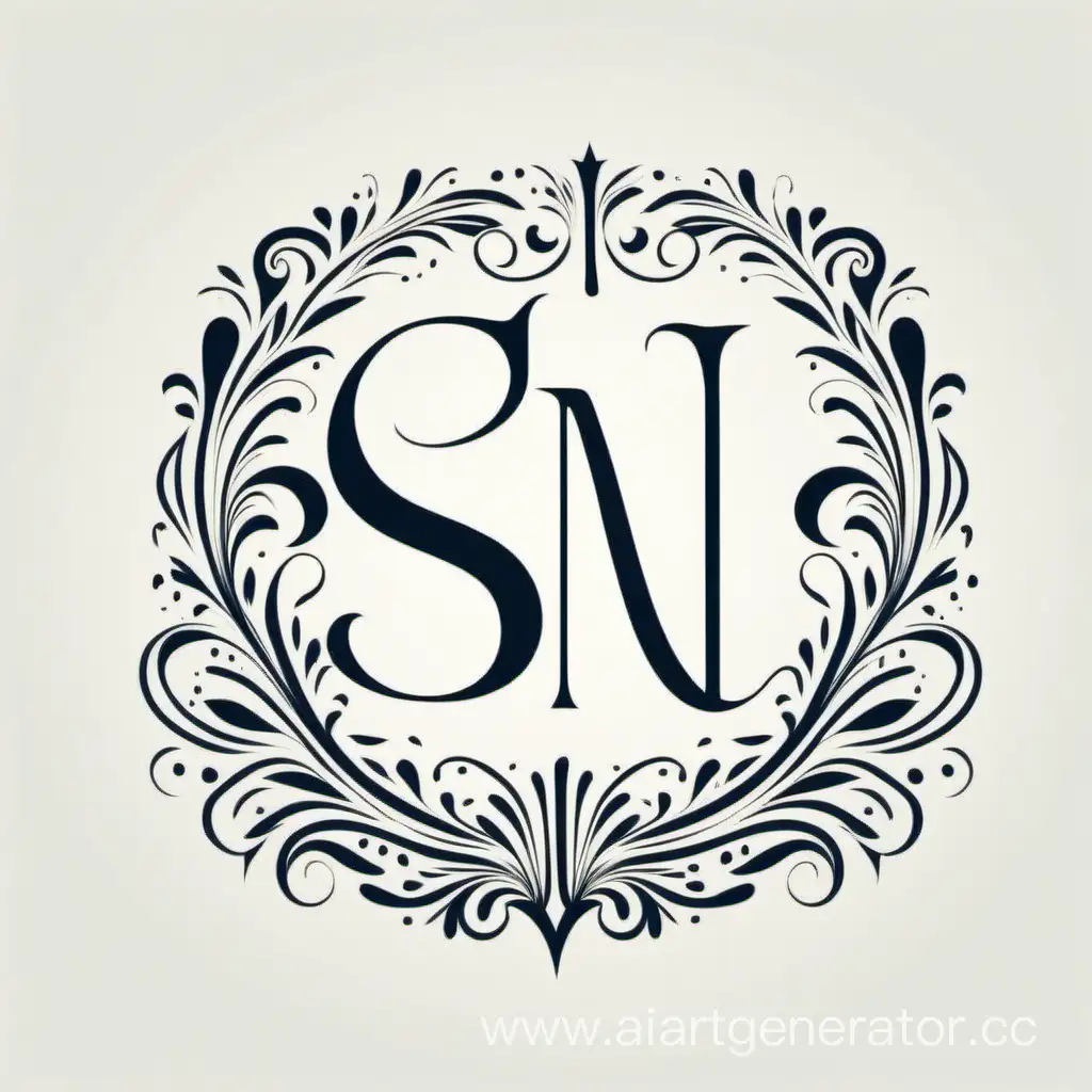 Инициалы "SN"  без художественных элементов