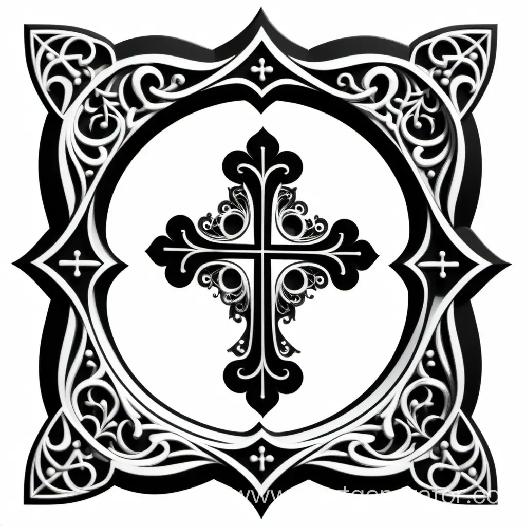Elegant-Black-and-White-Arabesque-Family-Logo-with-Orthodox-Cross