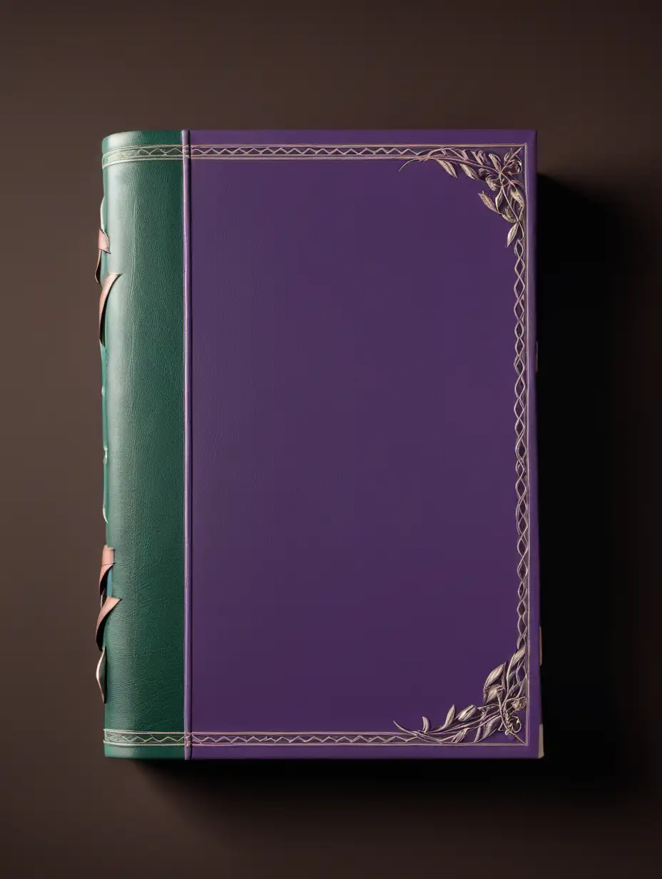 front aligned view of a book, covered with leather, the color scheme of wisteria