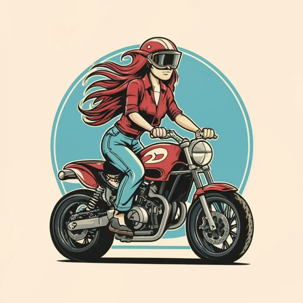 logo, """
logo, t-shirt vector hyperdetailed vintage style full body portrait of a 60s era  woman riding a dirt bike wearing 60s style clothing and sunglasses ,different color hair and clothes, wearing dark fantasy clothing, black dancing shoes, sneer, goth vibe, Contour, Vector, White Background, no words, ultra Detailed image , ultra sharp narrow outlined image, no jagged edges, vibrant neon colors, no watermark, no copyright ,  typography, with the text ".", typography
""", with the text ".", typography