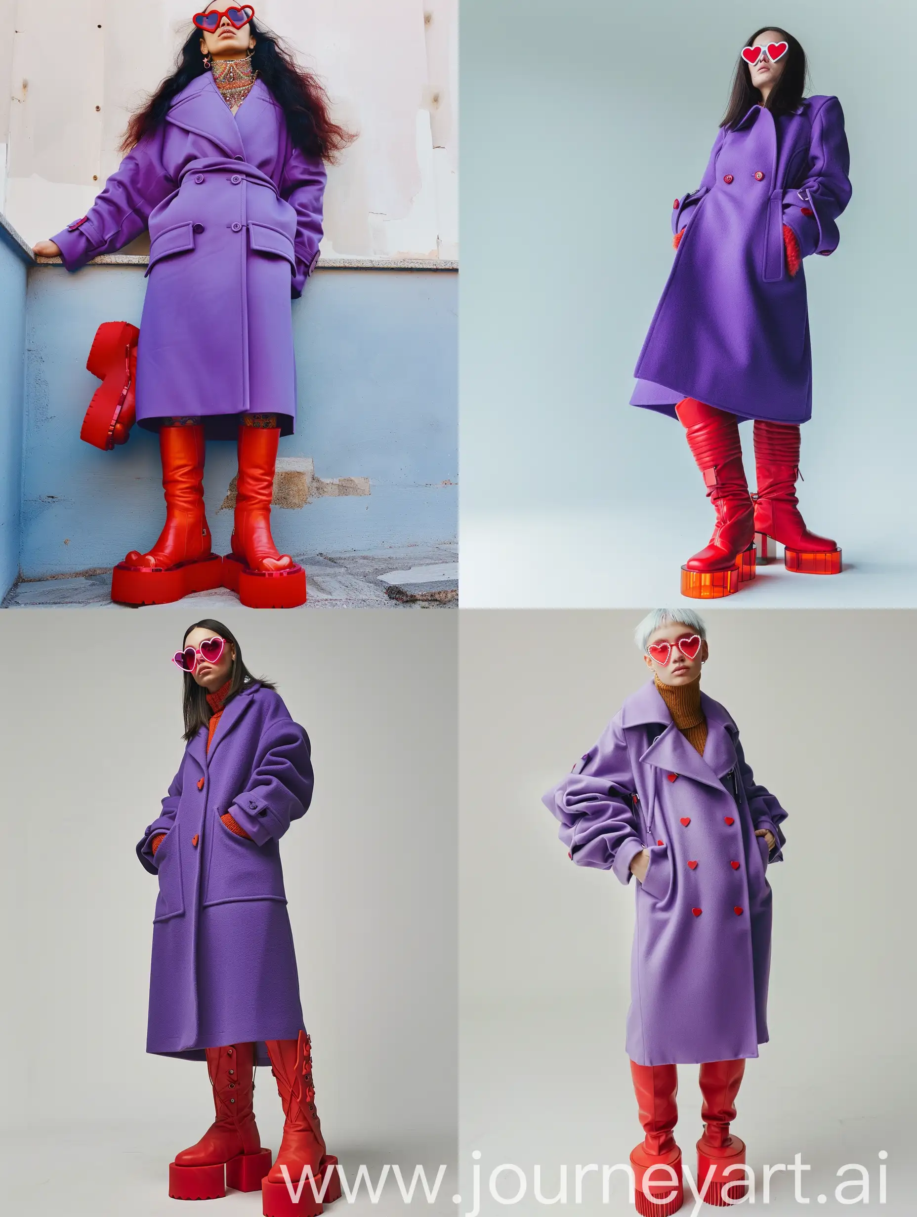 Stylish-Slavic-Woman-in-Purple-Coat-and-Red-Platform-Boots-with-HeartShaped-Glasses
