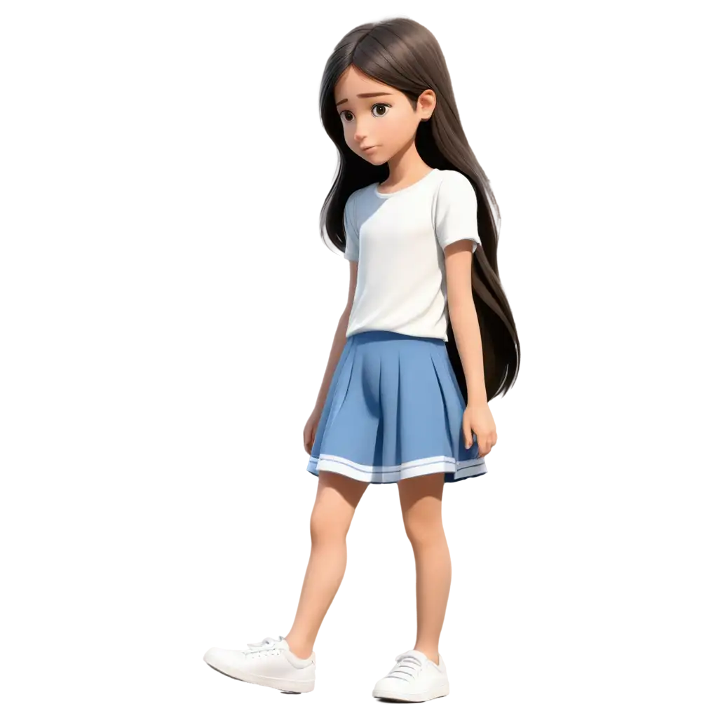 Realistic-Cartoon-PNG-Image-Upset-12YearOld-Girl-Walking-Away