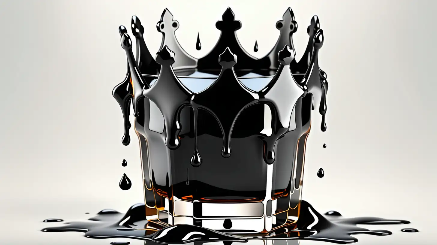 Sculpted Black Glass Liquor with Dripping Black Crown